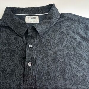Linksoul Mens Anza Pineapple Print Polo Shirt black gray golf XXL organic cotton